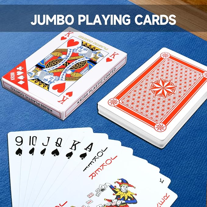 GSE Jumbo Playing Cards, Large Oversized Playing Cards, Huge Poker | Large Print Cards Deck, Easy Read For Adults & Seniors, Magic Party, Casino Party Decorations