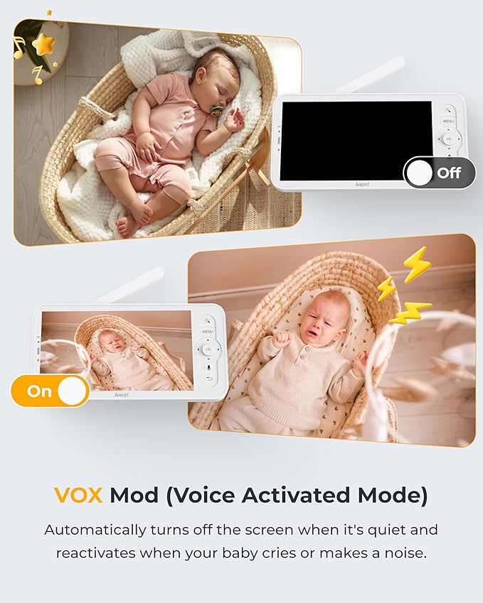 ARENTI Upgraded Baby Monitor, 4MP 2.4G&5G WiFi Baby Camera Monitor, Infrared Night Vision, Night Light, 2-Way Audio, Cry&Motion Detection, Temp&Humidity Sensor, App Control