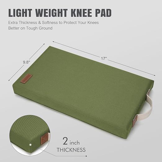 HappyPicnic Extra Thick Kneeling Pad, 1 Pack, Green, 17.5 x 11 x 2in | Soft High-density Foam knee support, with Handle, Easy to Clean, for Gardening, Yoga, Prayer, Housework, Exercise