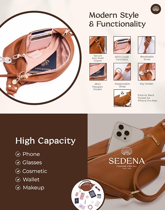 Anti Pickpocket Bag - RFID Crossbody Bag for Travel, Adjustable Strap Multiple Compartments Anti Theft Crossbody Bags for Women Vegan Travel Size Essentials Crossbody Bags for Women Large Size