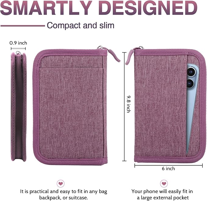 Passport Holder for Travel, Women Rfid Blocking Passport Wallet, Travel Essentials Premium Wallets, Waterproof Passport Holders Bag for Men Traveling, Travel Document Organizer Credit Cards Case