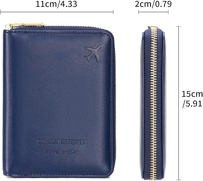 Travel Passport Wallet RFID Blocking Passport Holder-Women and Men with Zippered Ladies Passport Cover