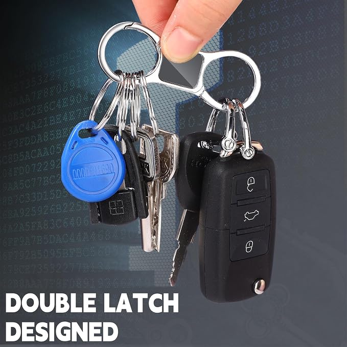 Yaocom 2 Pcs Keychain Quick Release Spring with 8 Stainless Key Rings and 4 D Rings Detachable Car Key Chain Spring Clip