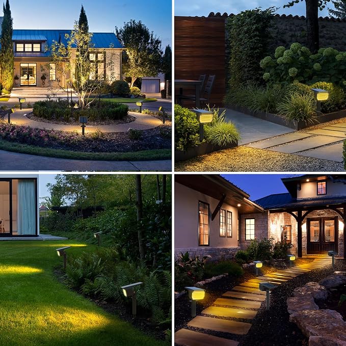 nipify Solar Lights Outdoor Waterproof, Motion Sensor Spot Landscape Light | 4 Pack/3 Modes/56 LED, Warm White, Waterproof, Solar Powered, Landscaping, Lighting for Outside Pathway Yard Garden Walkway