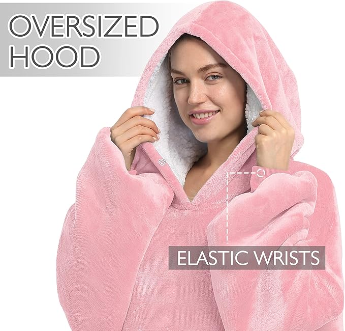 Catalonia Oversized Blanket Hoodie Sweatshirt, Wearable Sherpa Lounging Pullover for Adults Women Men