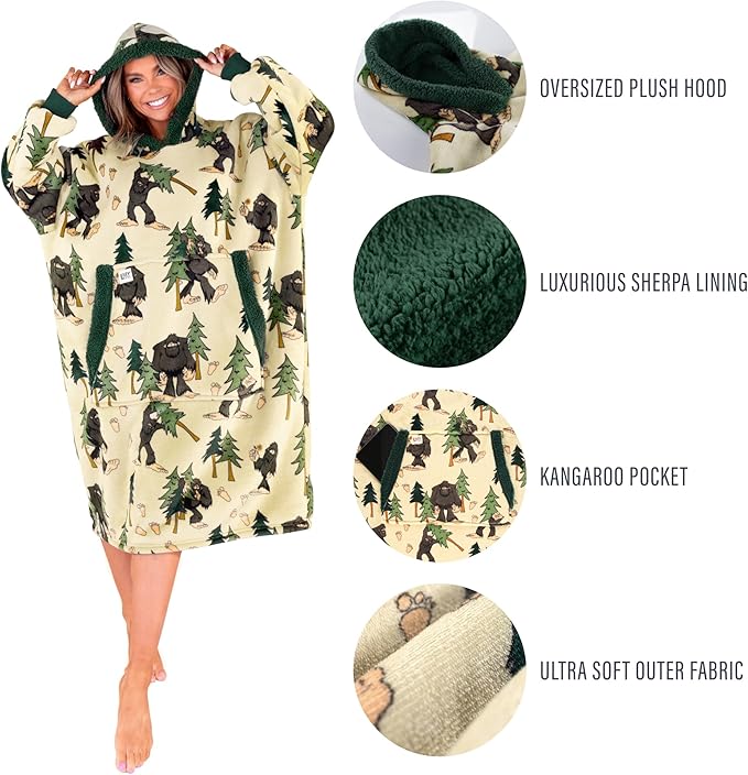 LazyOne Oversized Blanket Hoodie, Oversized Hoodies for Women and Men, One Size Fits All Wearable Blankets