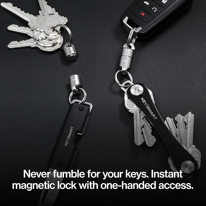 KeySmart MagConnect Magnetic Key Holder for Purse, Key Chains for Car Keys - Detachable Key Ring Quick Release Keychain