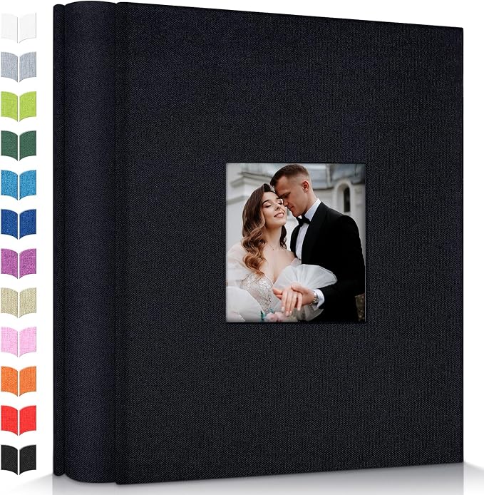 Artfeel Photo Album 4x6 with 600 Pockets,Slip-in Picture Albums,Linen Cover Memory Book with Front Window,White Page Vertical Photo Book for Wedding,Family,Anniversare,Baby,Vacation