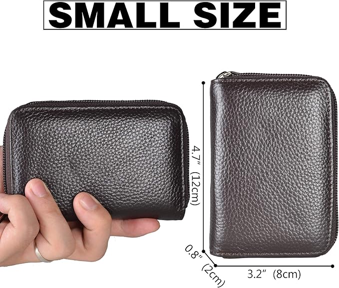 Easyoulife Genuine Leather Credit Card Holder Zipper Wallet With 26 Card Slots