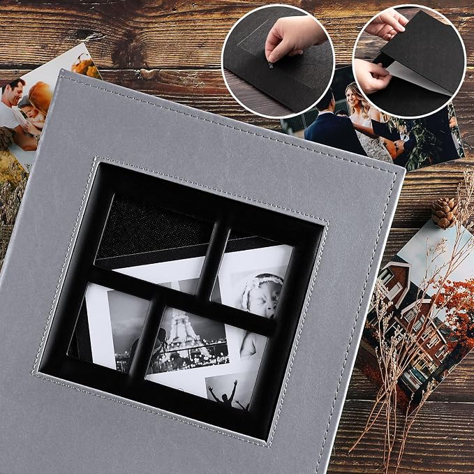 Ywlake Photo Album 4x6 500 Pockets, Large Capacity Family Wedding Leather Picture Albums Holds 500 Horizontal and Vertical Photos Grey