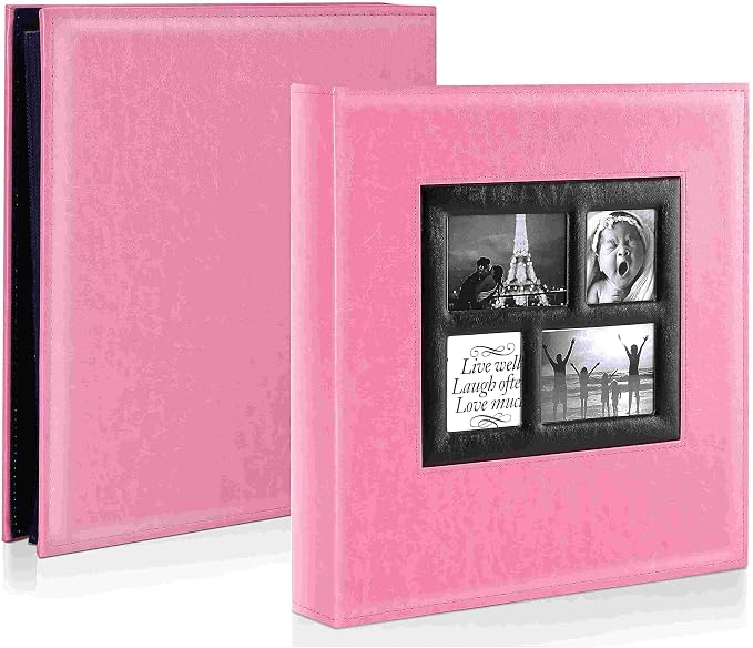 Ywlake Photo Album 4x6 600 Pockets Photos, Extra Large Capacity Family Wedding Picture Albums Holds 600 Horizontal and Vertical Photos Pink