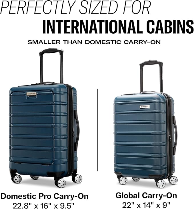 Omni 2 Airline Approved Carry-On Luggage – Stress-Free Size Meets 22x14x9" Requirements – For Fast Trips & Avoiding Baggage Fees – Dual 360° Spinner Wheels, USB Power Hub, Expands 1.5” – Lagoon Blue