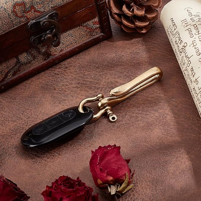 PH PandaHall Fish Hook Keychain, Brass Key Ring Golden Solid U Shape Key Hook Belt Keyring Pocket Clip with Key Shackle Heavy Duty Car keychain for Men Women Wallet Chain Purse Accessory