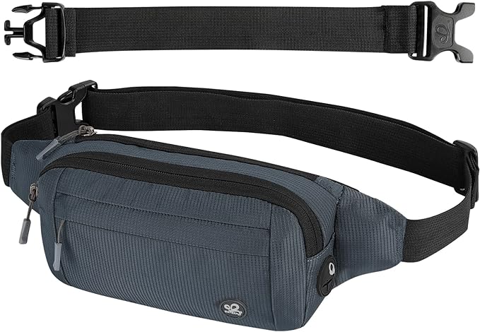 WATERFLY Fanny Pack Waist Bag: Small Hip Pouch Bum Bag Fannie Pack Phanny Fannypack Waistpack Bumbag Beltbag Sport Slim Fashionable for Jogging Hiking Hiker Woman Man | Adjustable extender strap, Slim compact, Water-resistant durable material, Breathab...