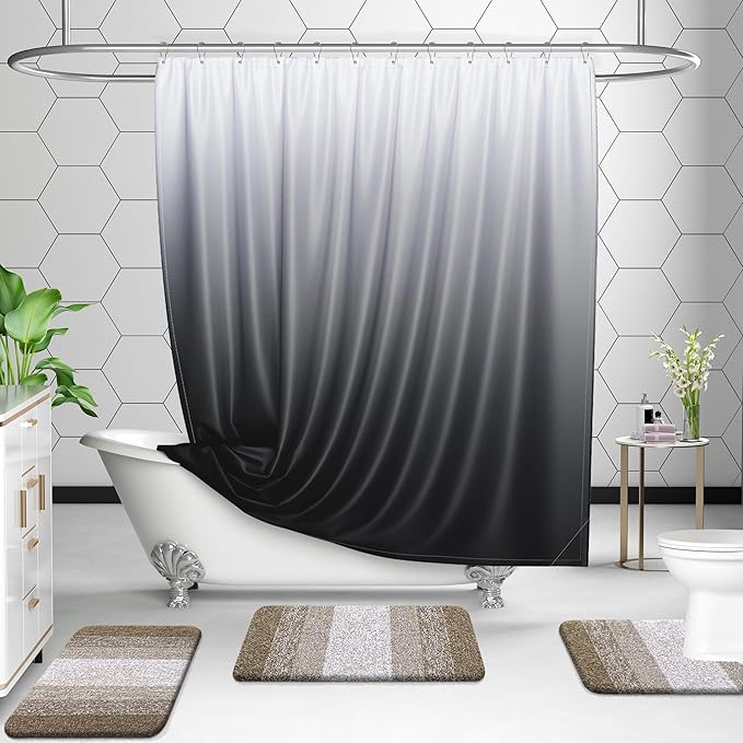 OLANLY Bathroom Rug Set 2 Piece, Soft Absorbent Microfiber Bath Mats and U-Shaped Contour Toilet Rug, Non-Slip, Machine Wash Dry, Plush Shaggy Bath Mats for Bathroom (24"x16"+U24 x20, Coffe)