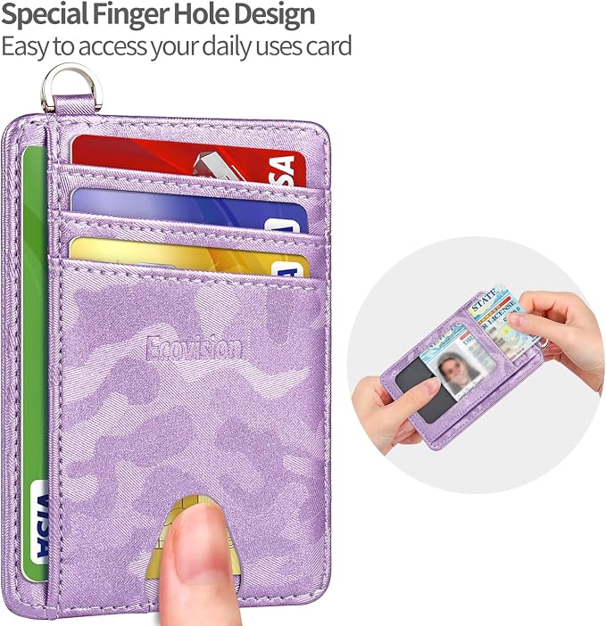 Slim Minimalist Front Pocket Wallet, RFID Blocking Credit Card Holder Wallet with Detachable D-Shackle for Men Women