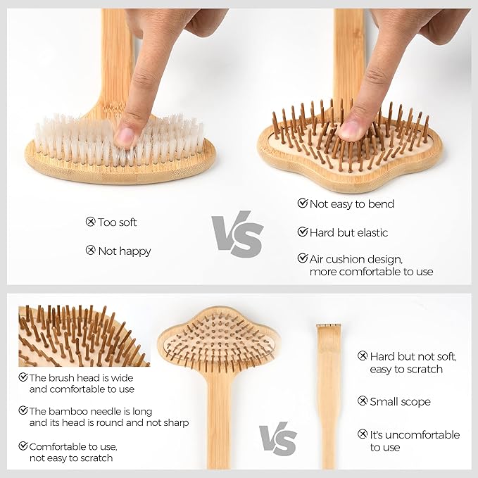 Oversized Back Scratcher, Extended Bamboo Scratcher, 22.04" Long Curved Handle; Wider Head; More Larger Scratching Surface, Adults Body Instant Scratcher Christmas Gift for Women and Men.