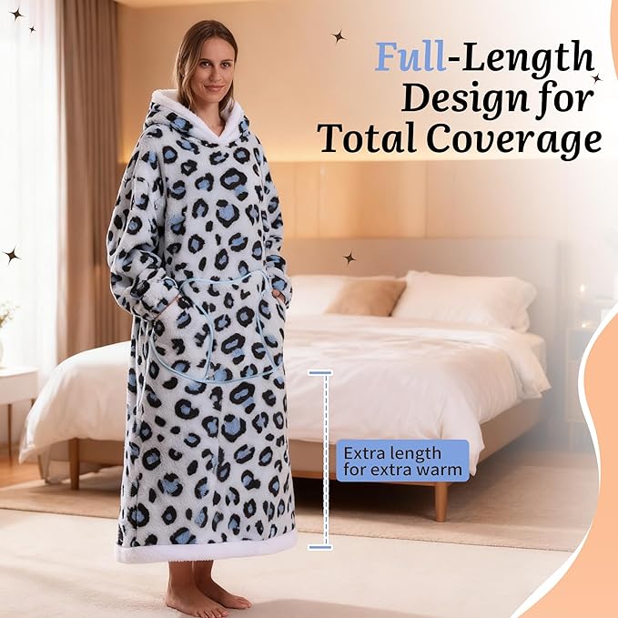 Blanket Hoodie, Long Hooded Blanket Sweatshirt as Birthday Gifts for Women Men, Long Wearable Blanket for Women Men.