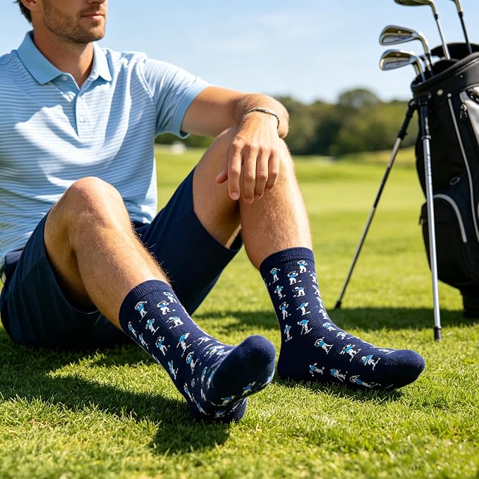 Golf Socks for Men,Christmas Golf Gifts for Men,Stocking Stuffers for Men | Featuring funny golfer patterns Socks, Great for any golfer, Funny Gift for Dad, Golf Accessories for Men