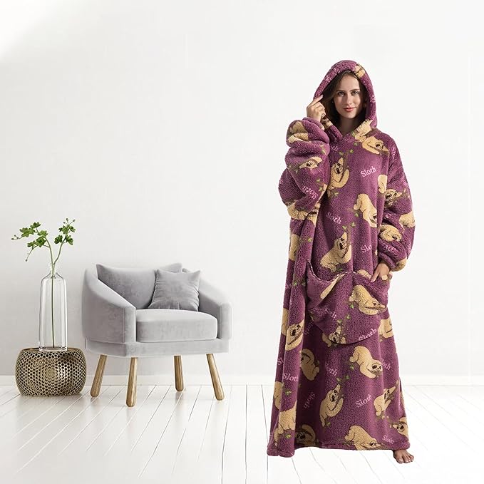 Blanket Hoodie, Long Hooded Blanket Sweatshirt as Birthday Gifts for Women Men, Long Wearable Blanket for Women Men.