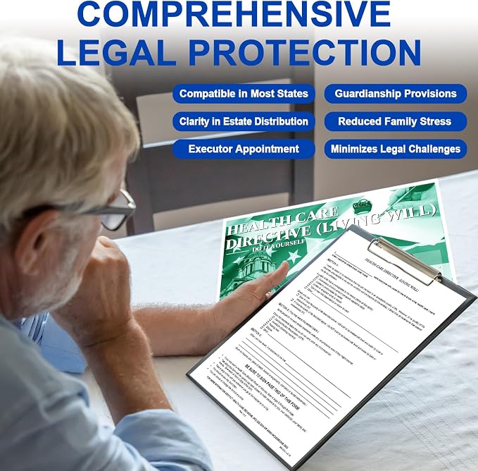 Legal Documents Kit, Durable Power of Attorney, Healthcare Directive and Last Will & Testament Forms, Self-Help Estate Planning Set