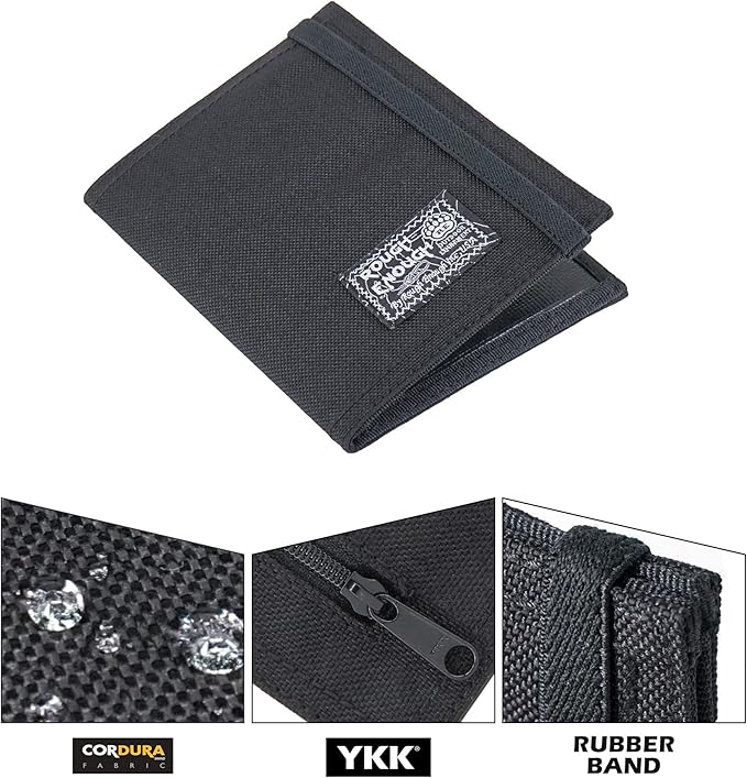 Rough Enough RFID Passport Holder, Travel Wallet for Family, Black | RFID blocking, Holds 4 passports & 3 Cards, Water-Resistant Cordura, Slim Compact Design, for Travel Documents Accessories