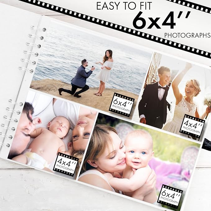 Bstorify Square Scrapbook Photo Albums 50 Pages (28 x 22 cm) White Thick Paper, Hardcover, Metal Corners, Ribbon Closure - Ideal for Your Scrapbooking Albums, Art & Craft Projects 11 X 8.5 Inch