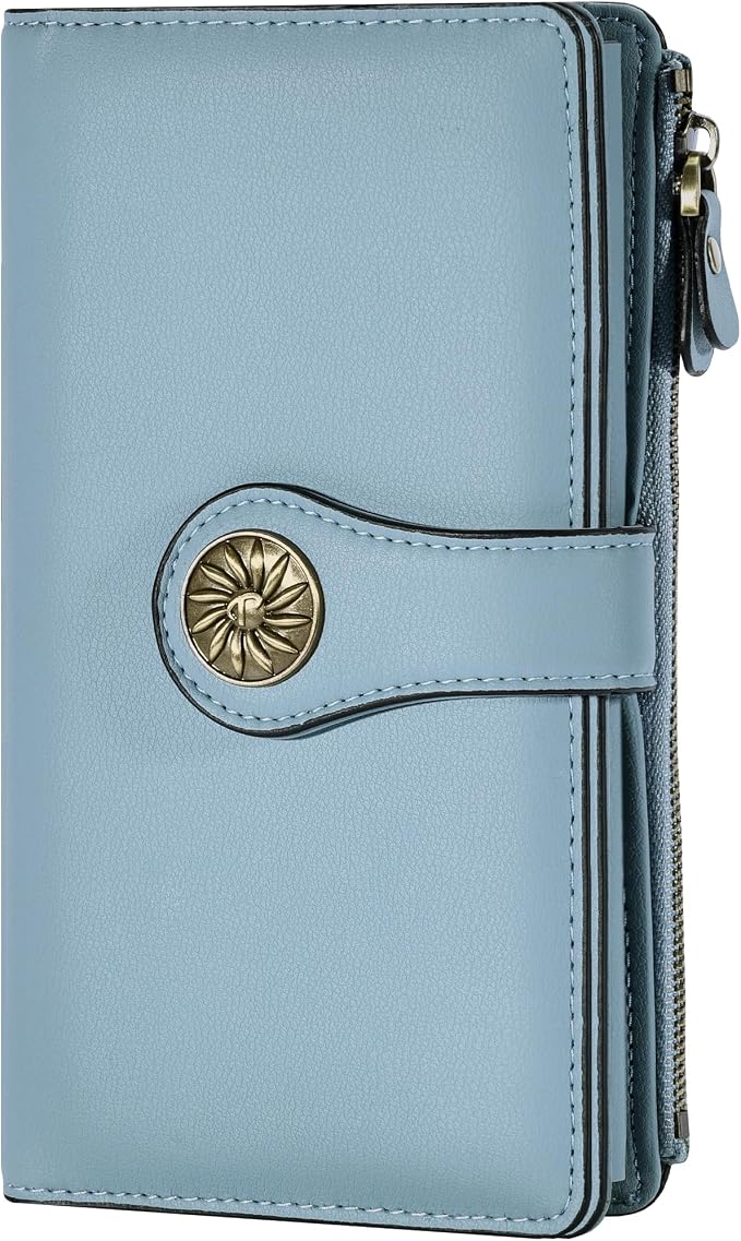 Travelambo Women's Wallet RFID Blocking Trifold Clutch Large Capacity Credit Card Holder Travel Purse