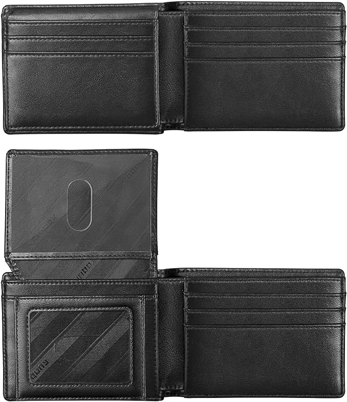 RUNBOX Wallet for Men -Slim Rfid Leather Mens Bifold Novelty Wallets 2 ID Window With Gift Box Men's Accessories | Minimalist Front Pocket Design, Holds 15 Cards, Large Capacity with Cash Pocket,Compact and Thin, Birthday Gifts for Men