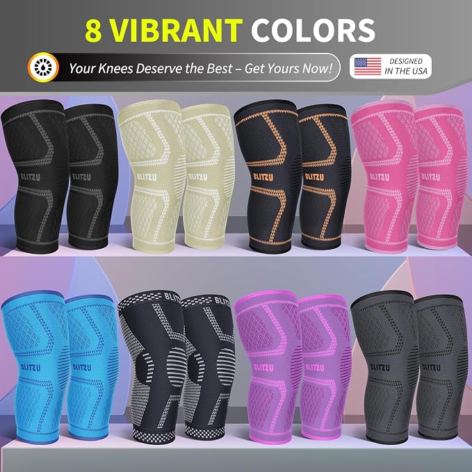 Knee Brace for Meniscus Tear 2 Pack, Knee Compression Sleeve for Men and Women, Knee Support for Arthritis, Swelling, Inflammation, ACL, Pain Relief, Running, Workout, Sports and Recovery Black M