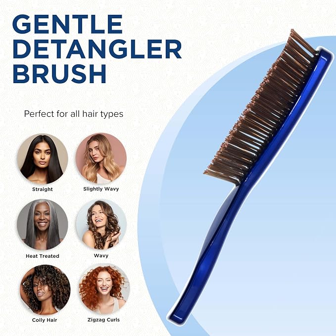 Giorgio Gentle Blue Full Size Hair Brush – 7.75 Inch, Men, Women & Kids, Detangler for Fine, Thick & Curly Hair, Scalp Massager, Travel Hair Brush, All Hair Types