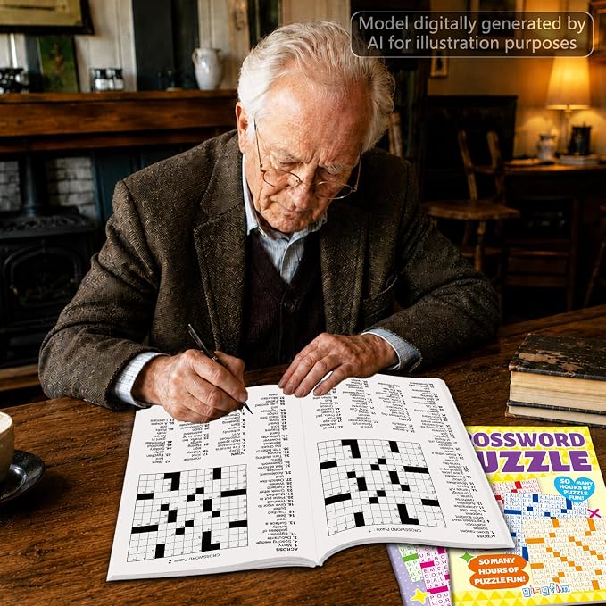 4 Pack Large Crosswords Puzzle Books for Adults Aging Seniors 6.5x9 Inches Word Find Puzzle Books with Large Print Words Activity Book Variety Themes Brain Stimulation Games and Stress Relief