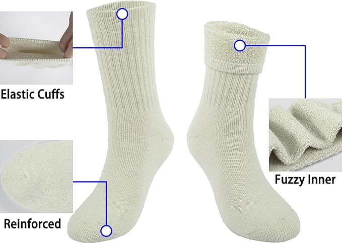 BomKinta Wool Hiking Socks Women - Merino Thick Warm Thermal Boot Socks - Winter Cozy Crew Sock Size 5-11