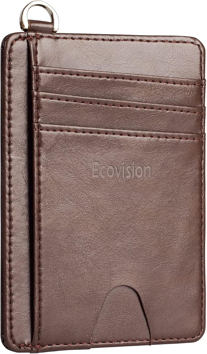 Slim Minimalist Front Pocket Wallet, RFID Blocking Credit Card Holder Wallet with Detachable D-Shackle for Men Women