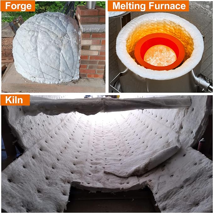 MMasters 24"*8"*1" Ceramic Fiber Insulation Blanket, Fireproof & Heat Resistant Up to 2700°F, Ideal for Wood Stove Baffle, Fireplaces, Kilns, Forges, Pizza Ovens, and More