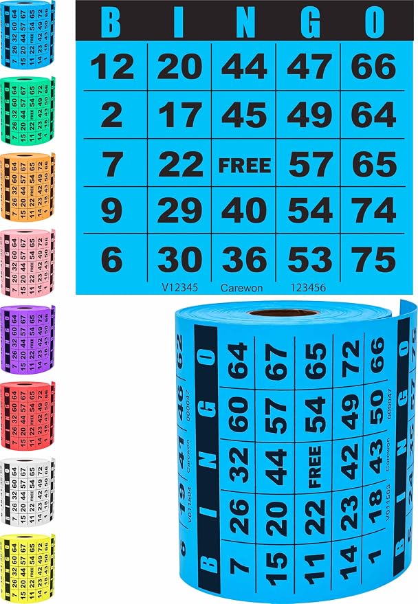 250 Bingo Cards, Large 4.5 x 4.5 Inch, Blue, Paper Bingo Sheets | 8 Color Options, Premium Cardstock, Disposable with Daubers or Reusable with Chips — Proudly Made in USA