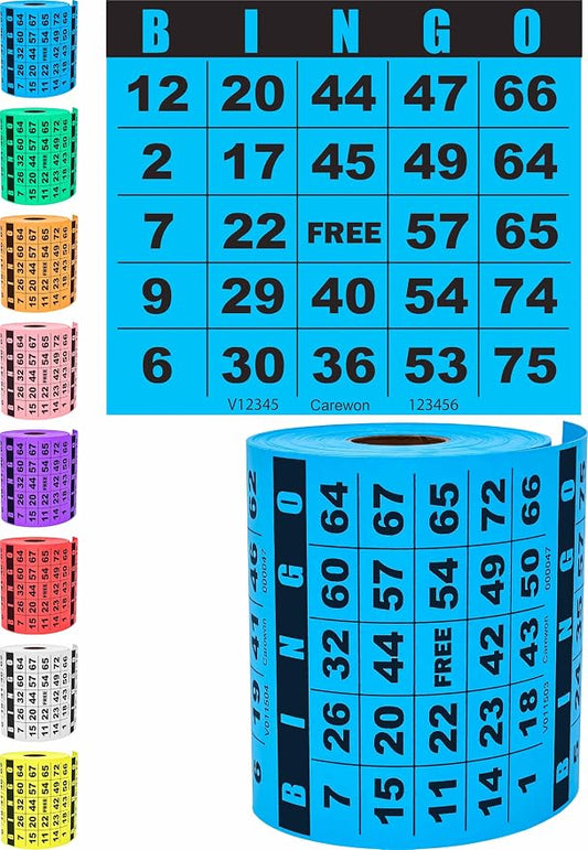 250 Bingo Cards, Large 4.5 x 4.5 Inch, Blue, Paper Bingo Sheets | 8 Color Options, Premium Cardstock, Disposable with Daubers or Reusable with Chips — Proudly Made in USA