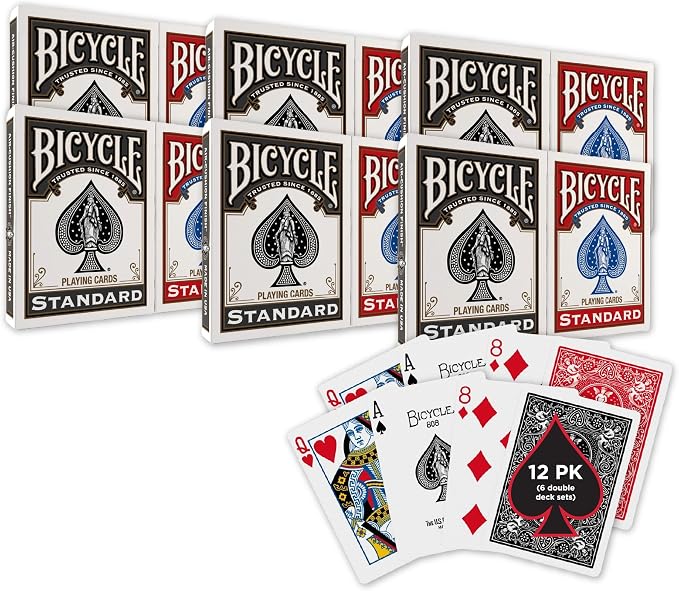 Bicycle 12pk Red & Black Rider Back Playing Cards, Standard Index, Decks of Cards, Premium Poker Cards for Blackjack, Casino Games & Family Game Night, 2 Count (Pack of 1)