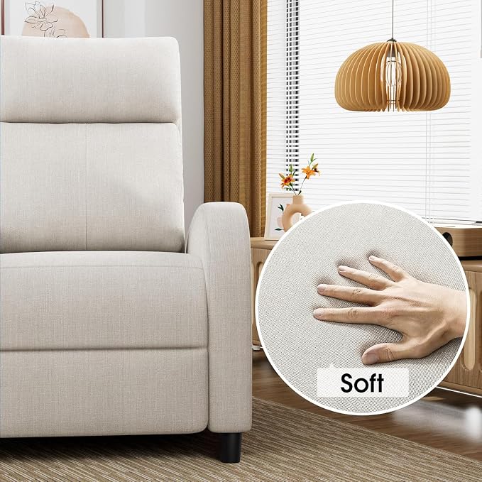 Homall Recliner Chair, Recliner Sofa Fabric for Adults, Beige Recliners | Home Theater Seating with Lumbar Support, Reclining Sofa Chair for Living Room