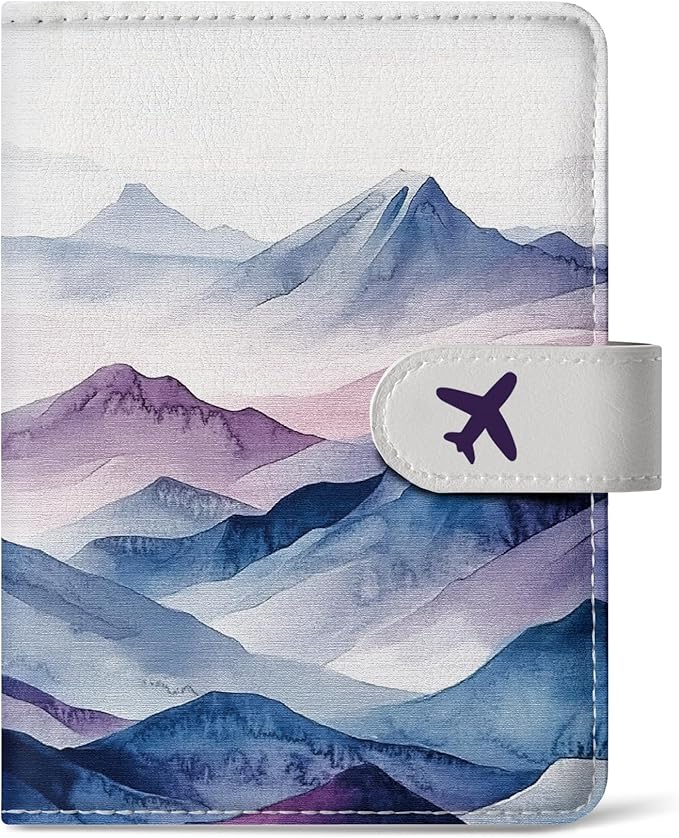 Passport Holder for Travel Essentials, RFID Blocking Leather Cover Wallet with Magnetic Closure, Aesthetic & Cute Passport Book Case for Women and Men - Hill