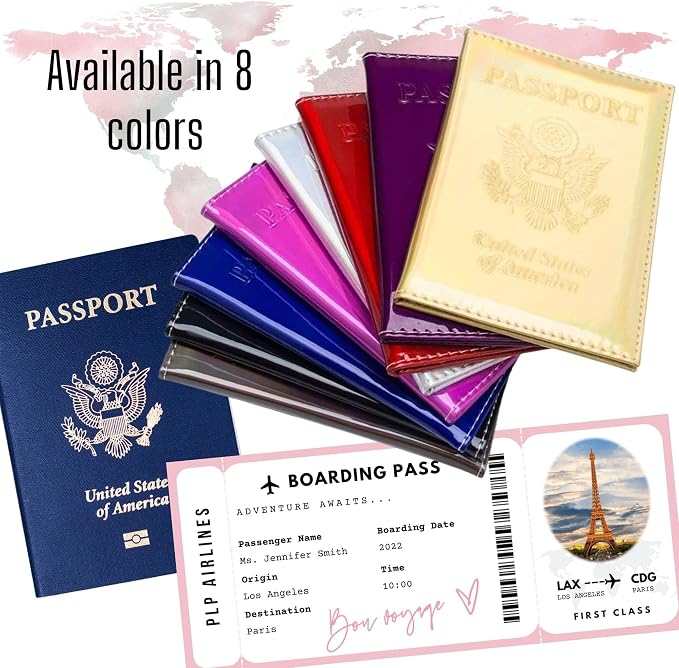Chrome Passport Cover Vaccine Card Holder Combo, Passport Holder with Vaccine Card Slot (Silver)