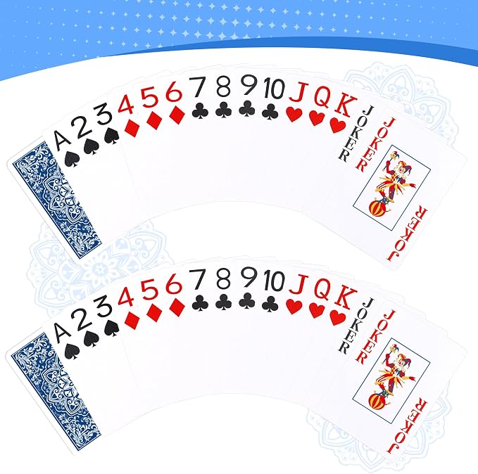 Playing Cards, Deck of Cards, Poker Cards, Jumbo Poker Size Large Print Playing Cards for Adults Seniors, Card Games for Family Game Night Table Games Magic Casino Theme Party (Blue)
