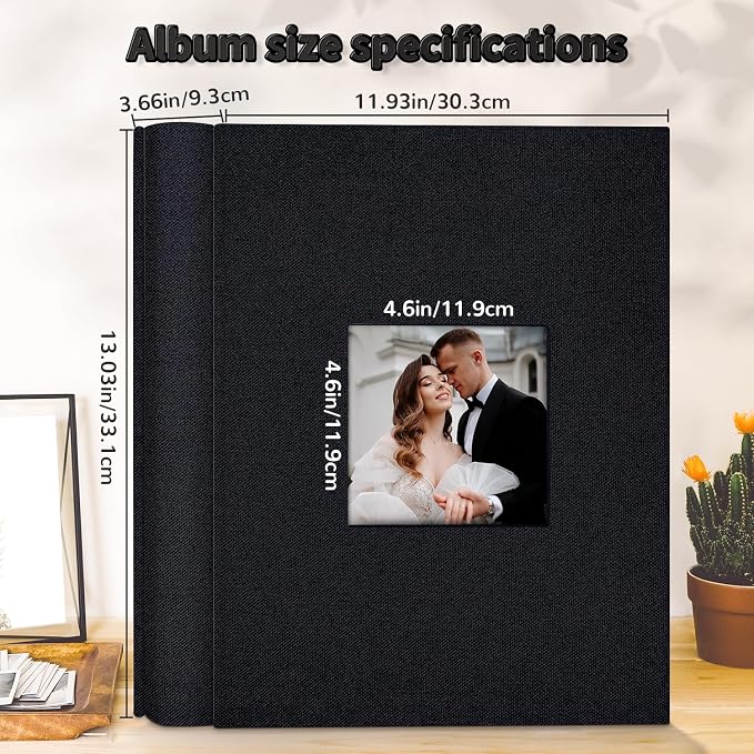 Artfeel Photo Album 4x6 with 1000 Pockets,Slip-in Picture Albums,Linen Cover Memory Book with Front Window,White Page Vertical Photo Book for Wedding,Family,Anniversare,Baby,Vacation