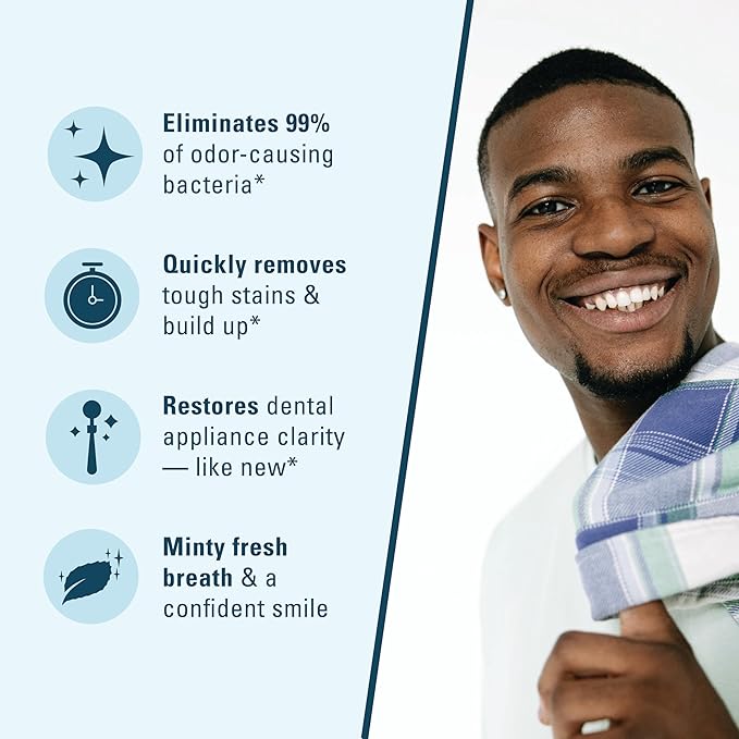 Retainer and Denture Cleansers 240 Tablets Removes Bad Odors Discoloration Stains Plaque for Cleaning Invisalign Mouth Guard Night Guard and Removable Dental Appliances by M3 Naturals (Pack of 2)