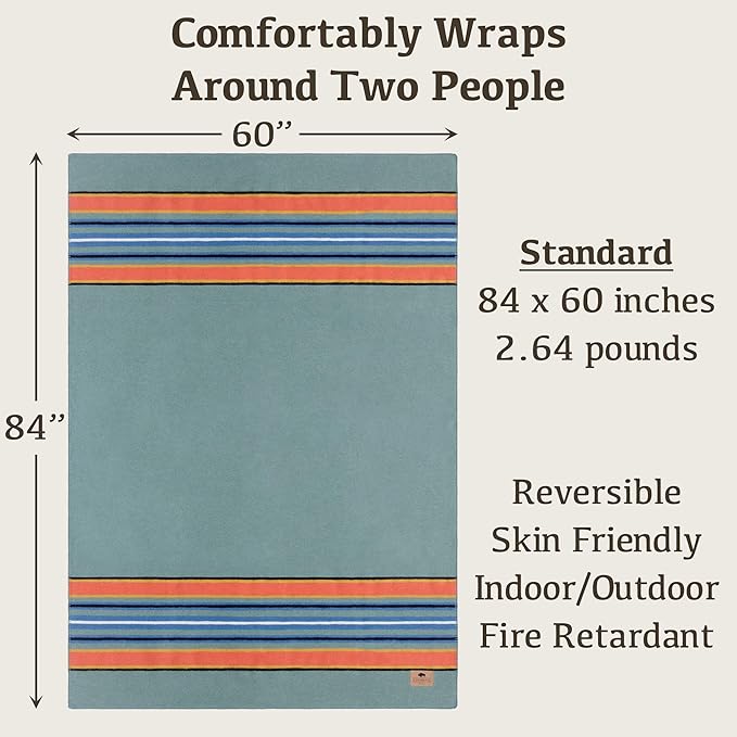 Chubbuck 100% Wool Blanket Camping (60" x 84") - Large Warm Blankets for Camping, Emergency, Outdoor Concerts and Home Use - Fire Retardant Blanket, Soft and Warm Blankets for Winter (Glacier)