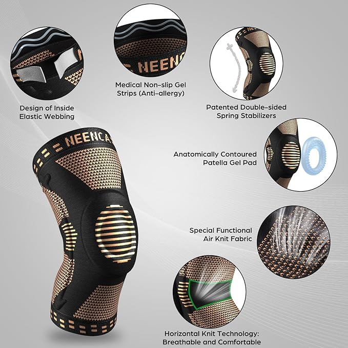 NEENCA Professional Knee Brace for Pain Relief, Medical Knee Support with Patella Pad & Side Stabilizers, Compression Knee Sleeve for Meniscus Tear, ACL, Joint Pain, Runner, Workout - FSA/HSA APPROVED