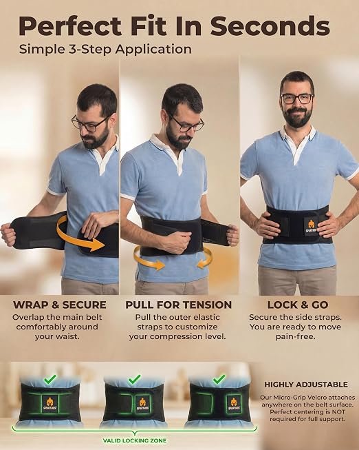 Sparthos Back Brace for Lower Back Pain - Immediate Relief from Sciatica, Herniated Disc, Scoliosis - Breathable + Lumbar Support Pad - For Men & Women - Fits 31–38″ Waist (Small, Check Size Chart)