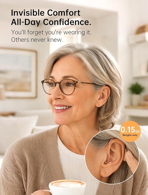 OTC Hearing Aids for Seniors, 2026 Rechargeable Amplifier with Noise Cancelling for Adults, Lightweight Beginner-Friendly Hearing Aids(White)