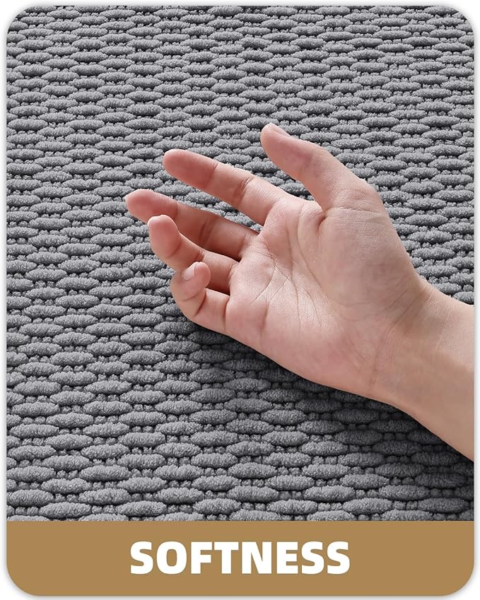 Color&Geometry Bathroom Rugs with Rubber Backing, Non Slip Machine Washable Bath Mat, Soft Absorbent Chenille Boho Carpet for Bathroom Floor, Tub and Shower,24"x36", Dark Grey