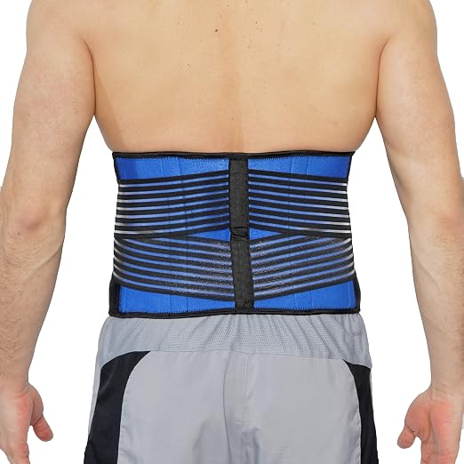 NeoTech Care Neoprene Back Brace for Men or Women - Adjustable & Breathable Lumbar Support Belt for Lower Back Pain (Blue, Size XXXL)